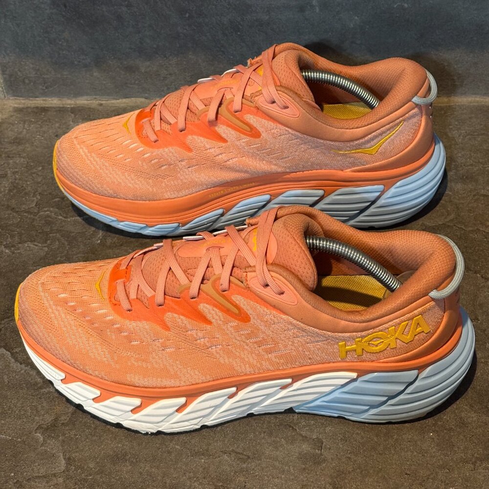 HOKA One One Gaviota 4 Women’s 12B Coral Orange Running Shoes Gorpcore Comfort - Picture 3 of 15